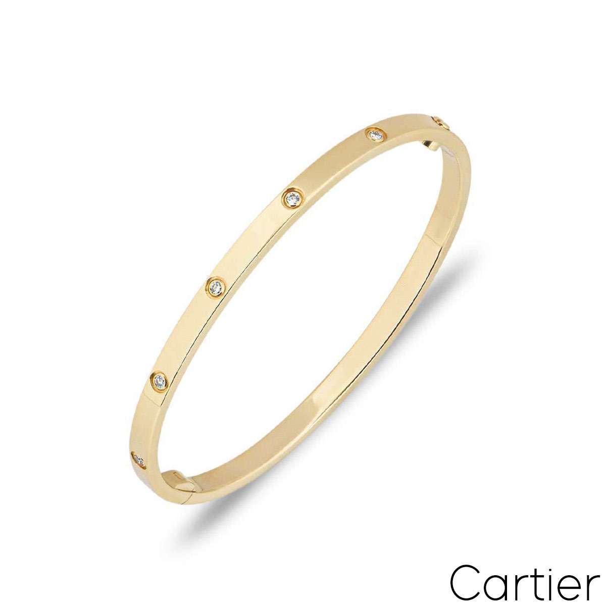 Cartier Yellow Gold Full Diamond Love Bracelet SM Size 18 B6079718
